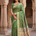 Graceful Green Paithani Silk Zari Butti Weaving Saree