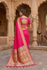 Gorgeous Rani Pink Paithani Silk Zari Butti Weaving Saree for Women