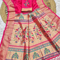 Gorgeous Rani Pink Paithani Silk Zari Butti Weaving Saree for Women