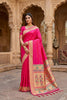 Gorgeous Rani Pink Paithani Silk Zari Butti Weaving Saree for Women