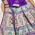 Stylish Purple Paithani Silk Zari Butti Weaving Saree