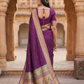 Beautiful Wine Paithani Silk Zari Butti Weaving Saree for Women