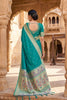 Grateful Teal Blue Paithani Silk Zari Butti Weaving Saree