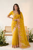 Gorgeous Mustard Yellow Space Silk Saree Embroidery and Cutwork Border for Women