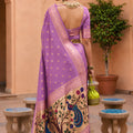 Stylish Purple Soft Paithani Silk Zari Weaving Meenakari Saree for Women