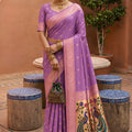Stylish Purple Soft Paithani Silk Zari Weaving Meenakari Saree for Women