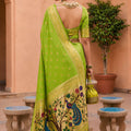 Graceful Green Soft Paithani Silk Zari Weaving Meenakari Saree for Women