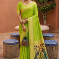 Graceful Green Soft Paithani Silk Zari Weaving Meenakari Saree for Women