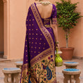 Premium Dark Purple Soft Paithani Silk Zari Weaving Meenakari Saree for Women
