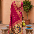 Beautiful Rani Pink Soft Paithani Silk Zari Weaving Meenakari Saree for Women