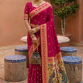 Beautiful Rani Pink Soft Paithani Silk Zari Weaving Meenakari Saree for Women