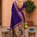 Luxurious Deep Purple Soft Paithani Silk Zari Weaving Meenakari Saree for Women