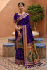 Luxurious Deep Purple Soft Paithani Silk Zari Weaving Meenakari Saree for Women