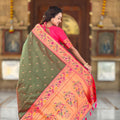 Luxurious Green Soft Paithani Silk Zari Weaving Meenakari Saree for Women