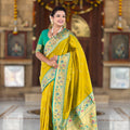 Stylish Mustard Yellow Soft Paithani Silk Zari Weaving Meenakari Saree for Women
