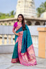 Premium Teal Blue Soft Paithani Silk Zari Weaving Meenakari Saree for Women