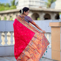 Stunning Rani Pink Soft Paithani Silk Zari Weaving Meenakari Saree for Women