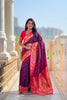 Awesome Wine Soft Paithani Silk Zari Weaving Meenakari Saree for Women