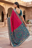 Beautiful Rani Pink Pochampalli Silk Weaving with Zari Border Saree for Women