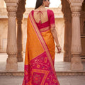 Elegant Orange Pochampalli Silk Zari Weaving Saree for Women