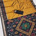 Premium Mustard Yellow Pochampalli Silk Zari Weaving Saree for Women