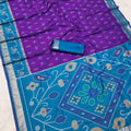 Stylish Purple Pochampalli Silk Zari Weaving Saree for Women