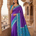 Stylish Purple Pochampalli Silk Zari Weaving Saree for Women