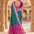 Royal Teal Blue Pochampalli Silk Zari Weaving Saree for Women