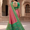Lovely Peach Pochampalli Silk Zari Weaving Saree for Women