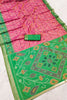 Lovely Peach Pochampalli Silk Zari Weaving Saree for Women