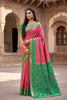 Lovely Peach Pochampalli Silk Zari Weaving Saree for Women
