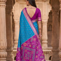Vibrant Sky Blue Pochampalli Silk Zari Weaving Saree for Women