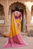 Grateful Mustard Yellow Pochampalli Silk Zari Weaving Saree for Women