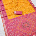Grateful Mustard Yellow Pochampalli Silk Zari Weaving Saree for Women
