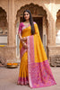Grateful Mustard Yellow Pochampalli Silk Zari Weaving Saree for Women