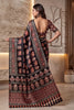 Elegant Black Crape Silk Ajrak Digital Print Saree Real Mirror Work for Women