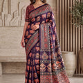 Beautiful Wine Crape Silk Ajrak Digital Print Saree Real Mirror Work for Women