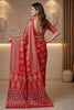 Vibrant Red Crape Silk Ajrak Digital Print Saree with Real Mirror Work for Women