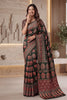 Graceful Dark Green Crape Silk Ajrak Digital Print Saree Real Mirror Work for Women