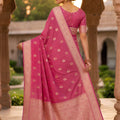 Beautiful Rani Pink Banarasi Silk Saree with Zari Weaving for Women
