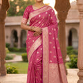 Beautiful Rani Pink Banarasi Silk Saree with Zari Weaving for Women