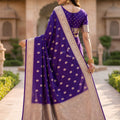Elegant Purple Banarasi Silk Saree with Zari Weaving for Women