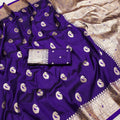 Elegant Purple Banarasi Silk Saree with Zari Weaving for Women