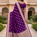 Royal Deep Purple Banarasi Silk Saree with Zari Weaving for Women