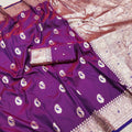 Royal Deep Purple Banarasi Silk Saree with Zari Weaving for Women