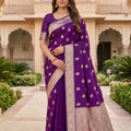Royal Deep Purple Banarasi Silk Saree with Zari Weaving for Women