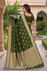 Graceful Olive Green Banarasi Silk Saree Zari Weaving for Women
