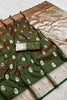 Graceful Olive Green Banarasi Silk Saree Zari Weaving for Women