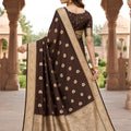 Premium Brown Banarasi Silk Saree Zari Weaving for Women
