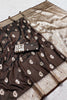 Premium Brown Banarasi Silk Saree Zari Weaving for Women